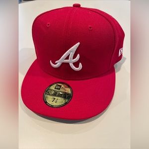 Men's New Era Red Atlanta Braves White Logo 59FIFTY Fitted Hat 7 3/8